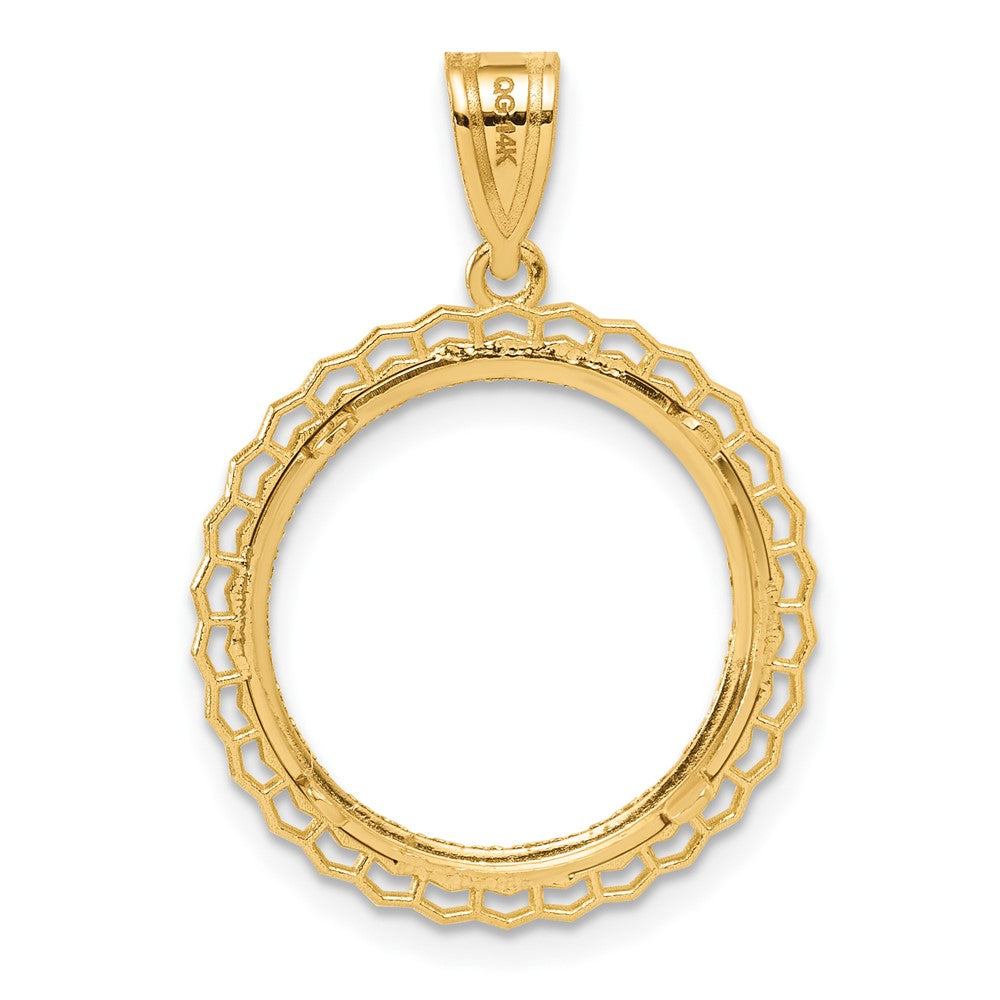 14k Diamond Cut Poly Edge with 16.5mm Prong Coin Bezel Pendant