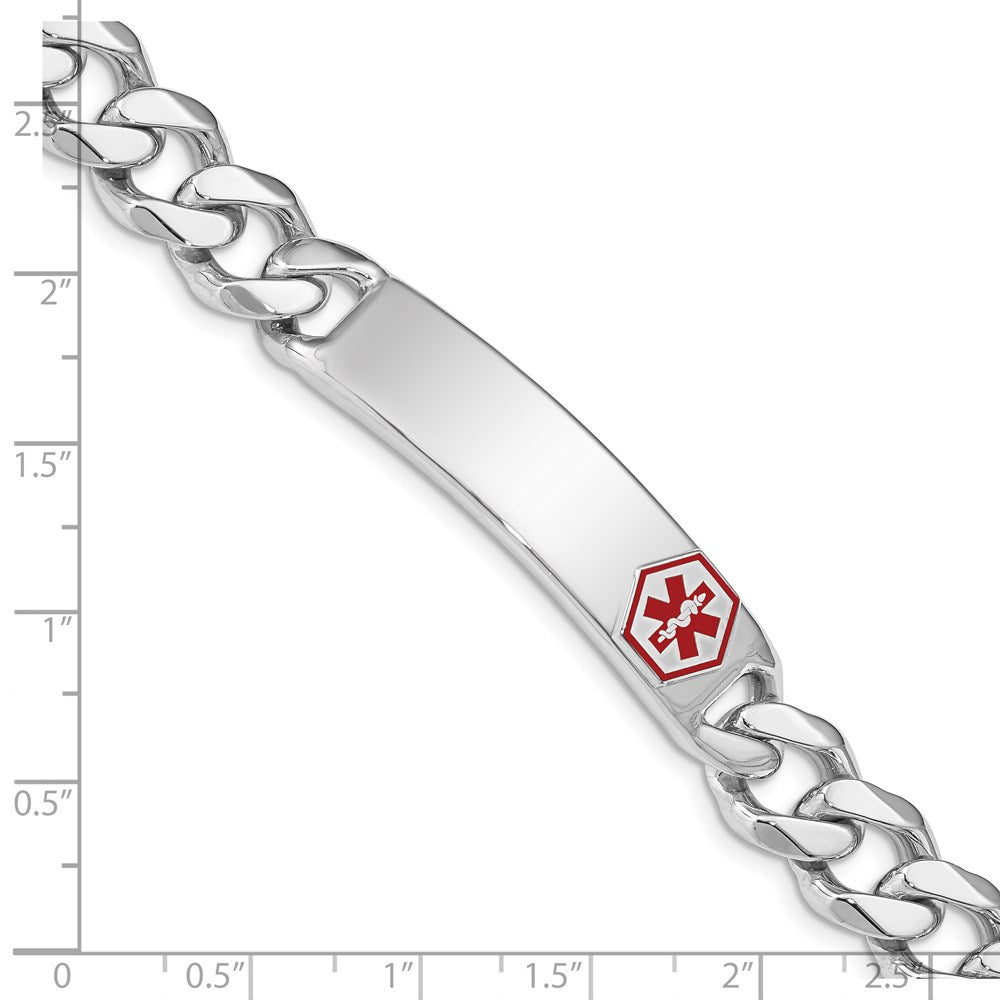 Sterling Silver Rhodium-plated Medical ID Curb Link Bracelet 8 inches