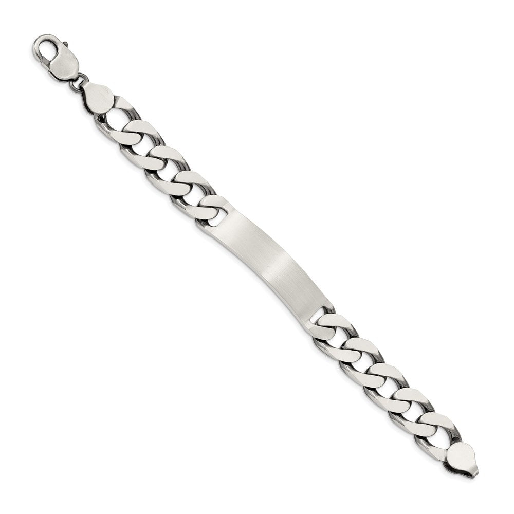 Sterling Silver 7.5inch Engraveable Antiqued Curb Link ID Bracelet 7.5 inches