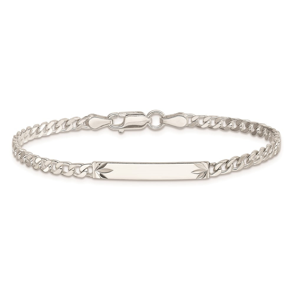 Sterling Silver Polished Engraveable Curb Link ID Bracelet 8 inches