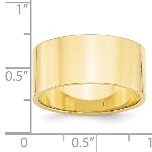 10k Yellow Gold 10mm Lightweight Flat Wedding Band Size 11