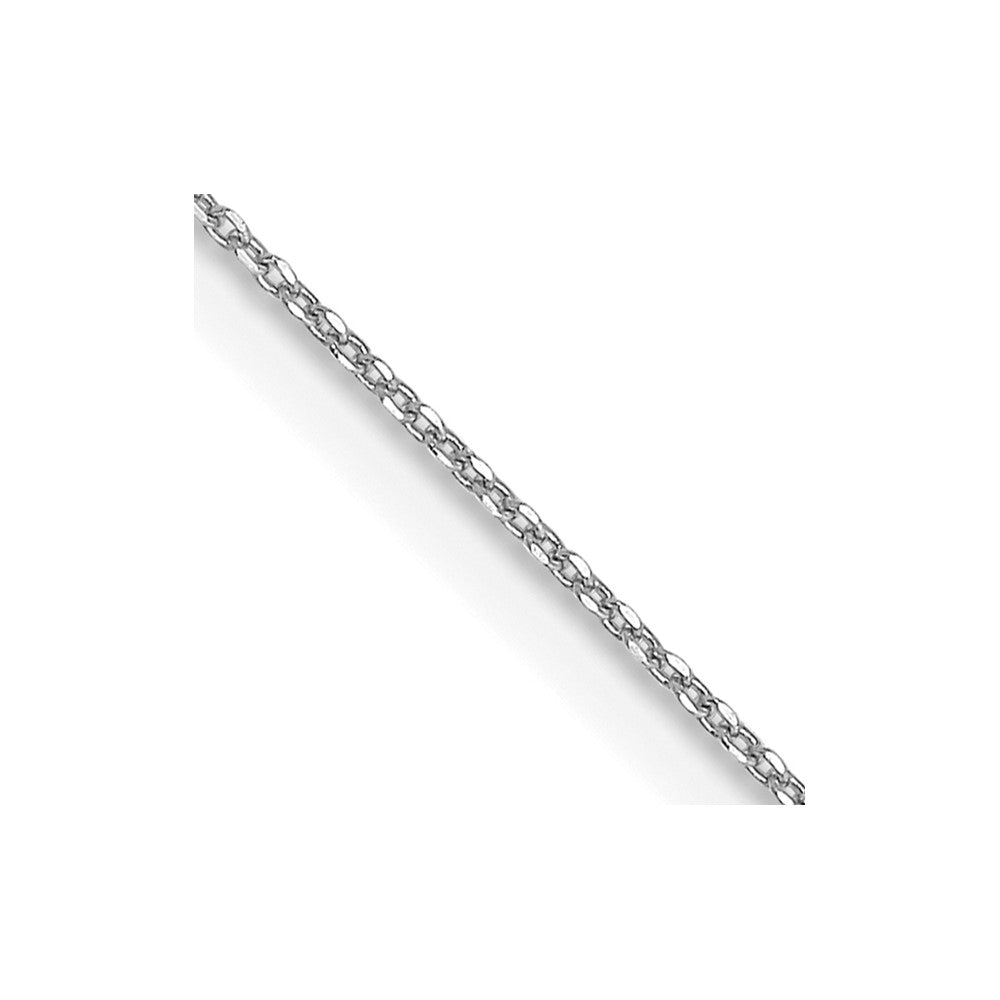14K White Gold 24 inch .6mm Diamond-cut Round Open Link Cable with Spring Ring Clasp Chain