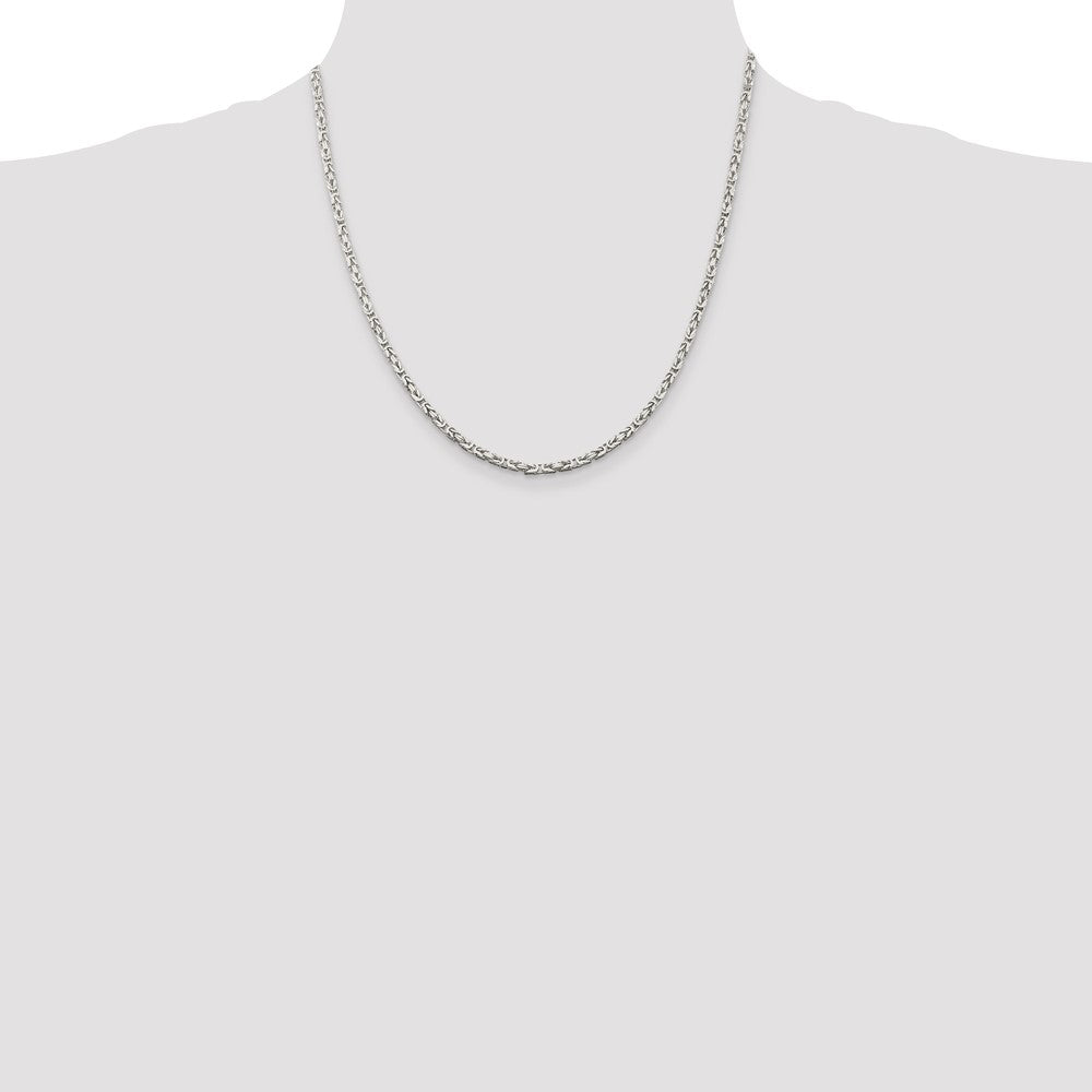 Sterling Silver 2.5mm Byzantine Chain 20 Inches