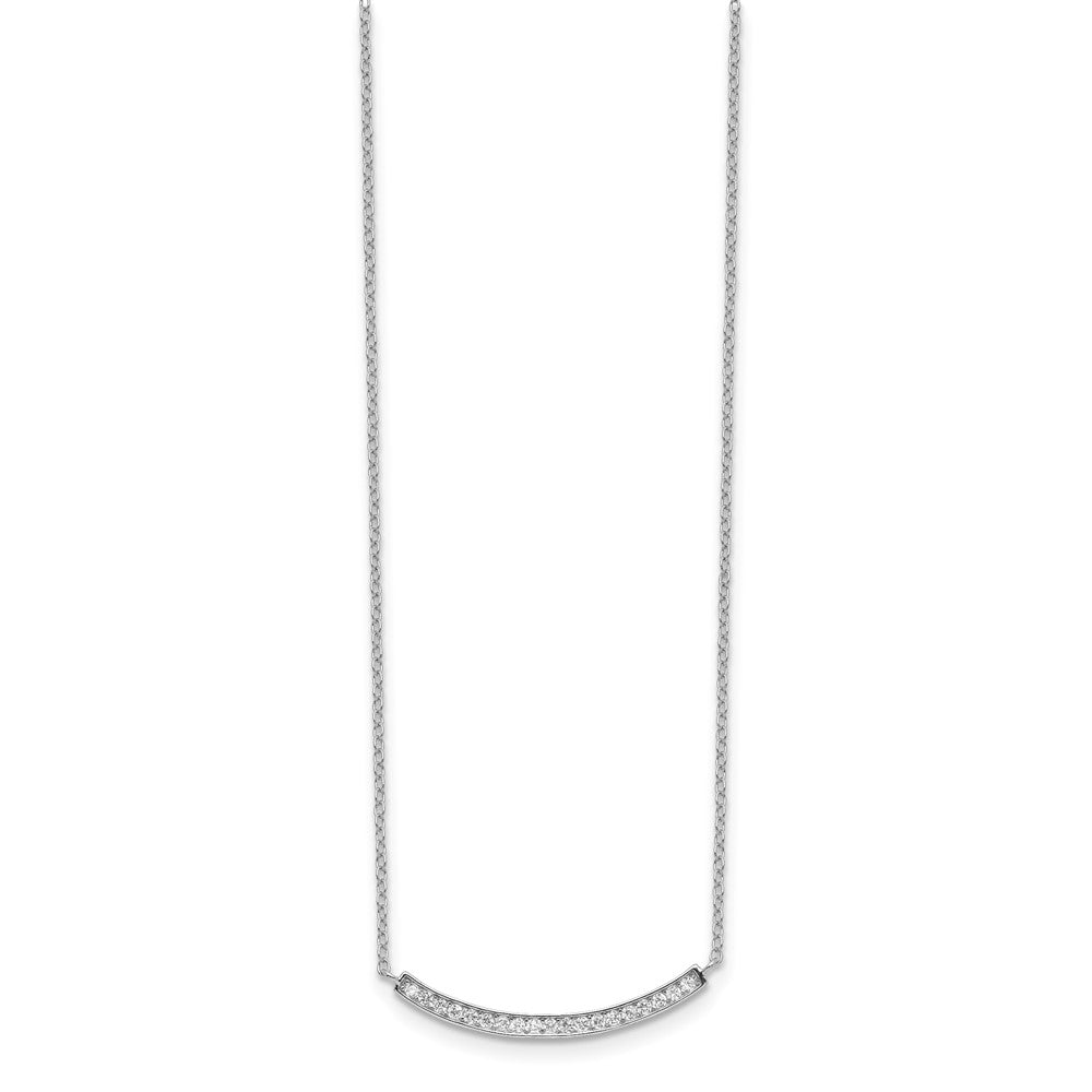 Sterling Silver Rhodium-plated CZ Fancy Bar Necklace 18 Inches