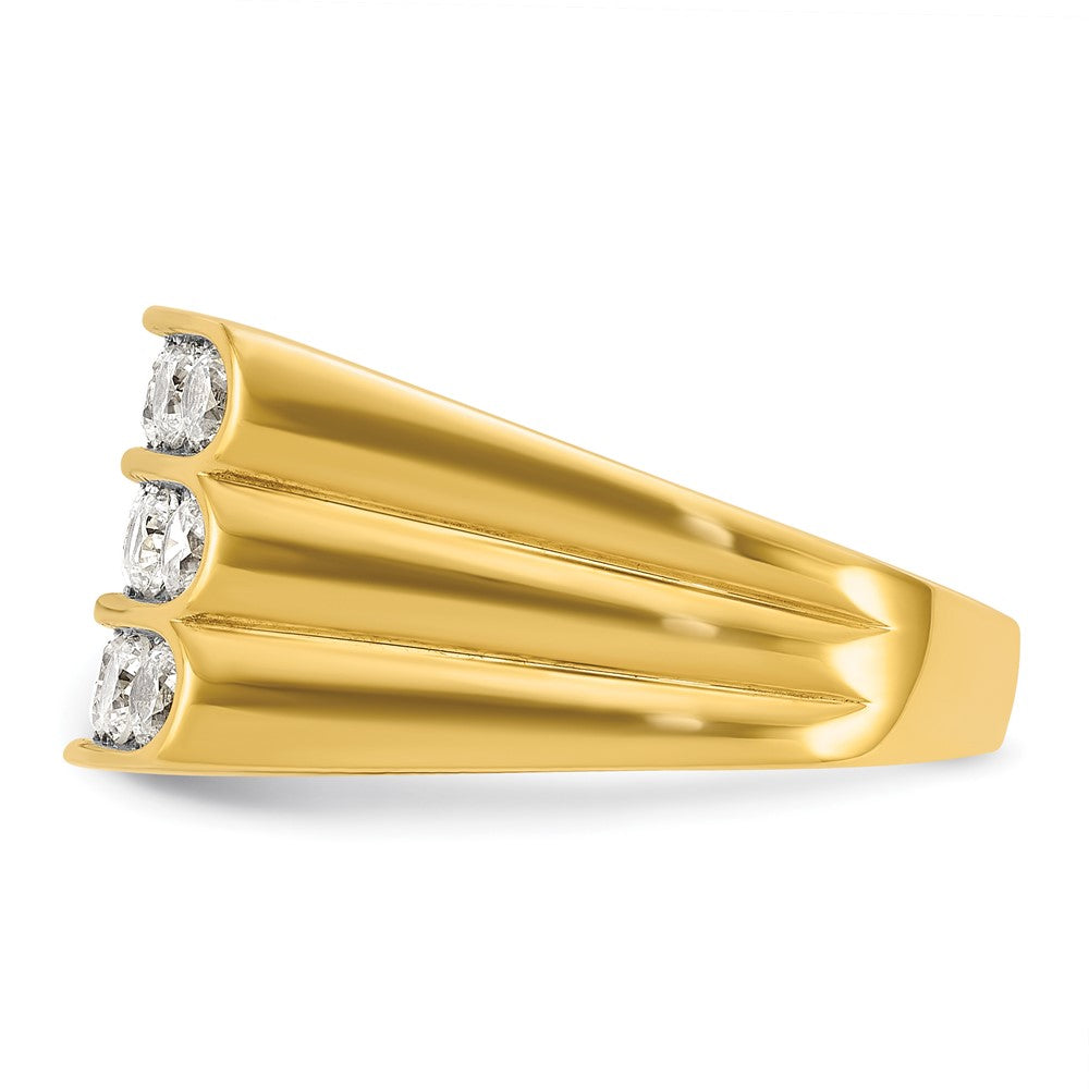 IBGoodman 14k 1 5/8 carat Lab Grown Diamond VS/SI+ G+ Complete Three Row Men's Ring