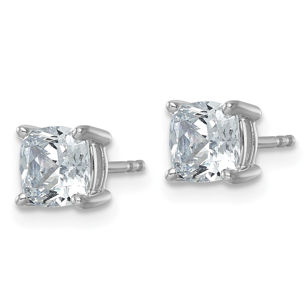 14K White Gold 2 Carat Certified Lab Grown Diamond VS/SI+ G+ Cushion 4-Prong Complete Stud Earrings