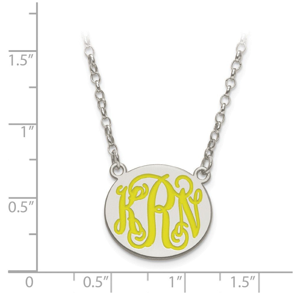 Sterling Silver/Rh-plated Small Round Epoxy Monogram Necklace XNA583SS