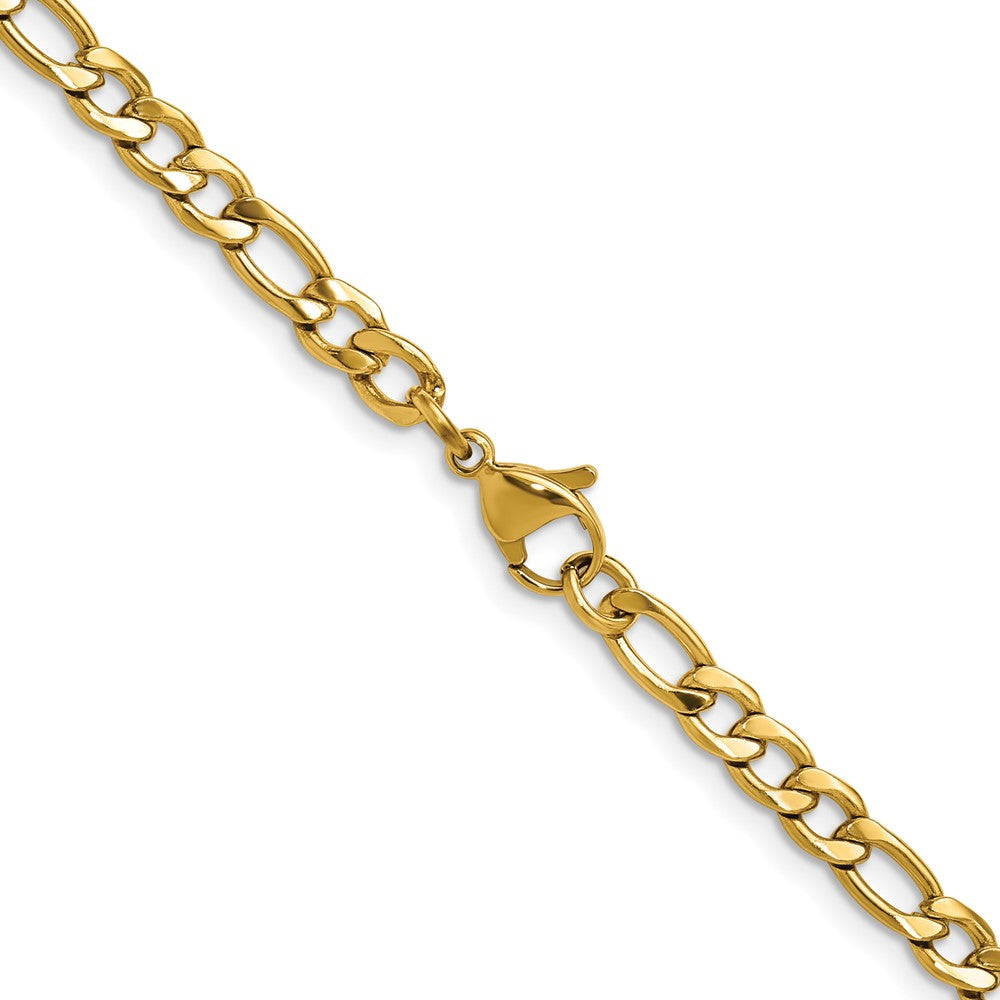 Chisel Stainless Steel Polished Yellow IP-plated 4.5mm 22 inch Figaro Chain