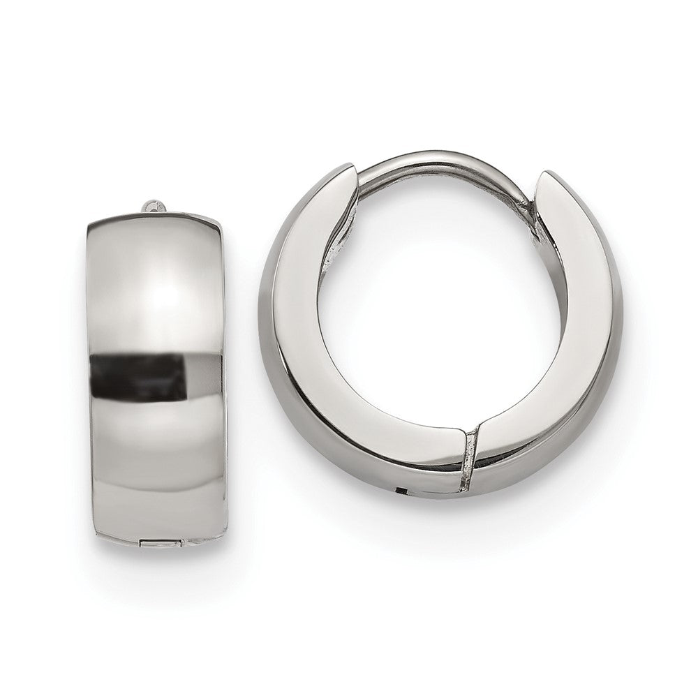 Stainless Steel Polished 5mm Hinged Hoop Earrings