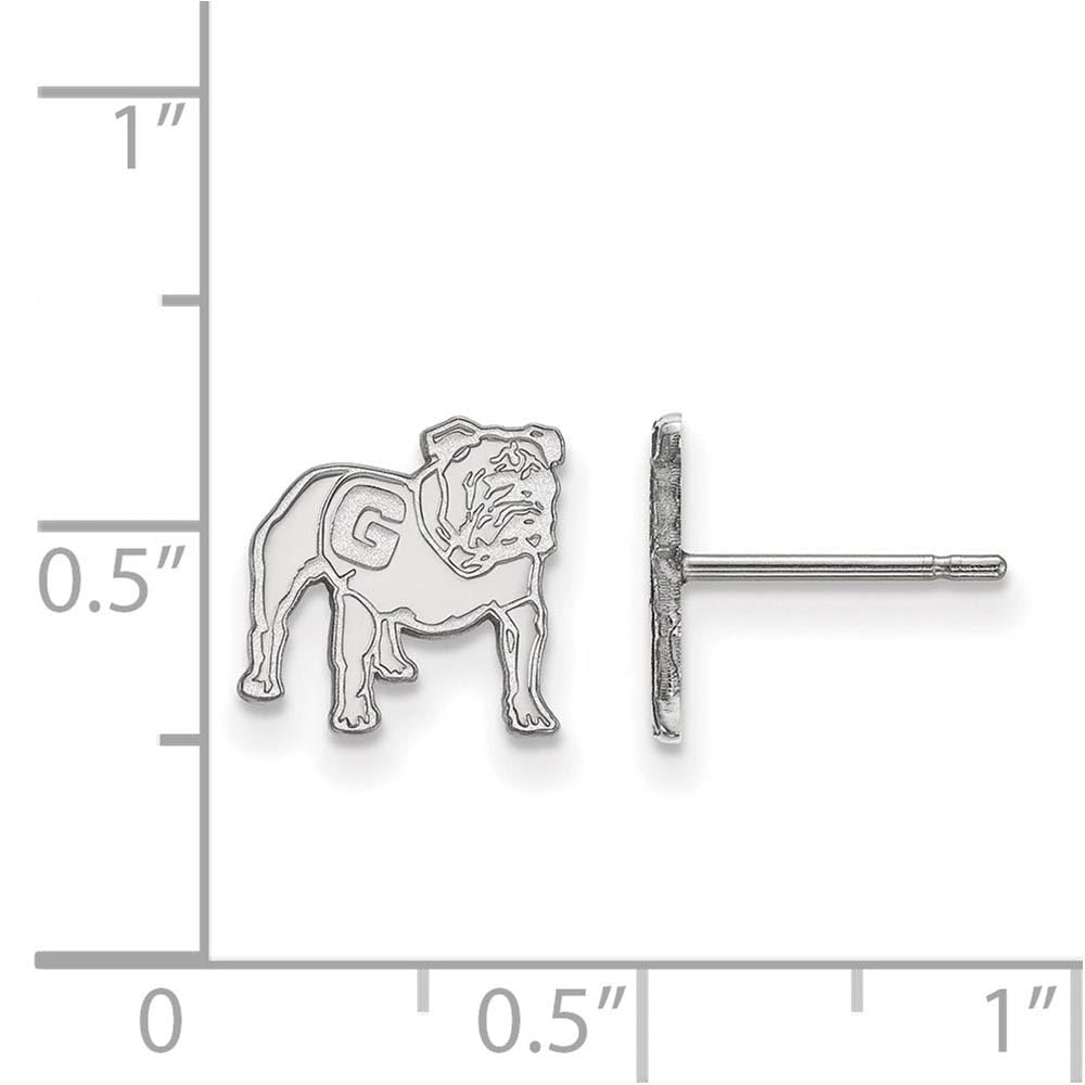 Sterling Silver Rhodium-plated LogoArt University of Georgia Bulldog Extra Small Post Earrings QSS064UGA