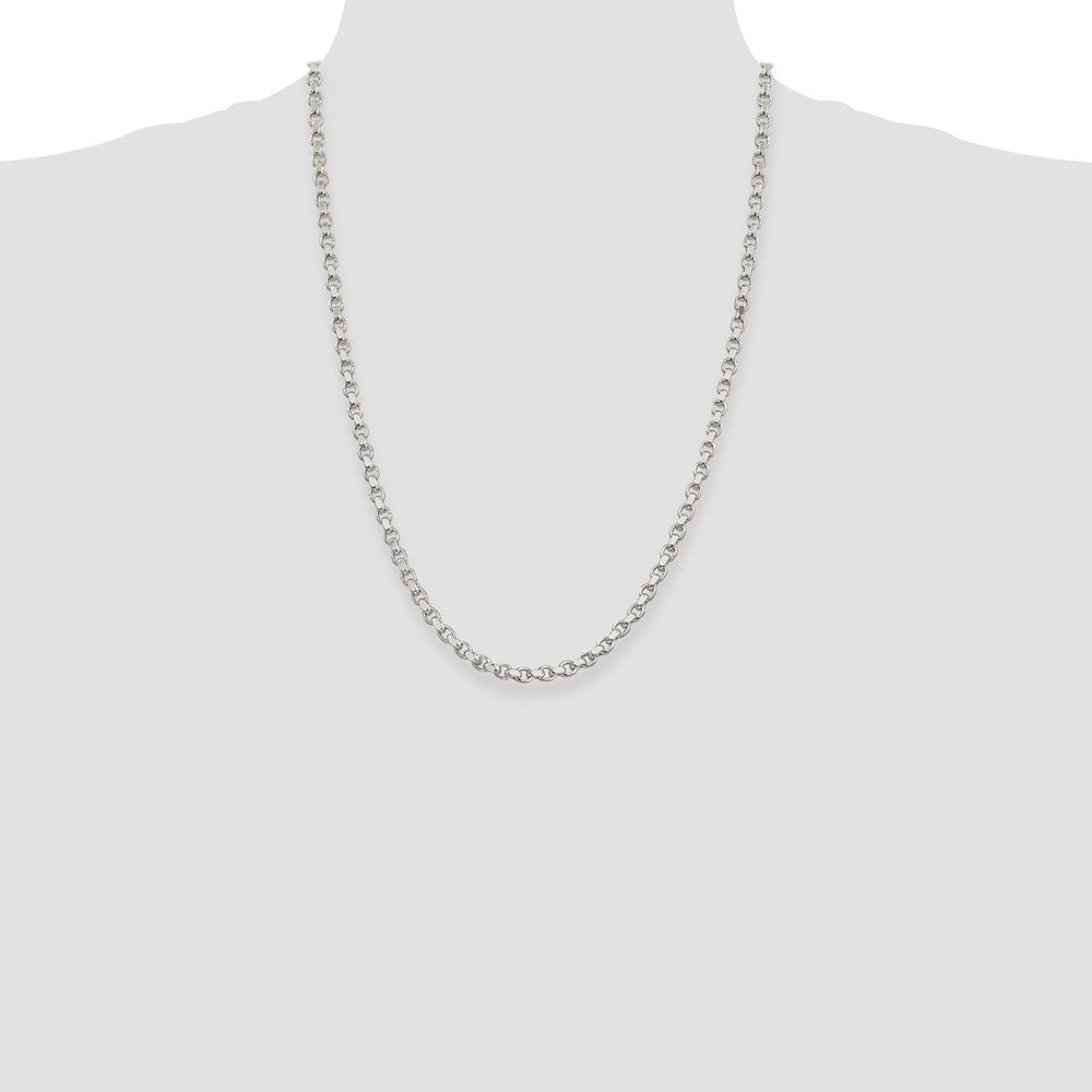 Sterling Silver 4mm Diamond-cut Rolo Chain 24 Inches