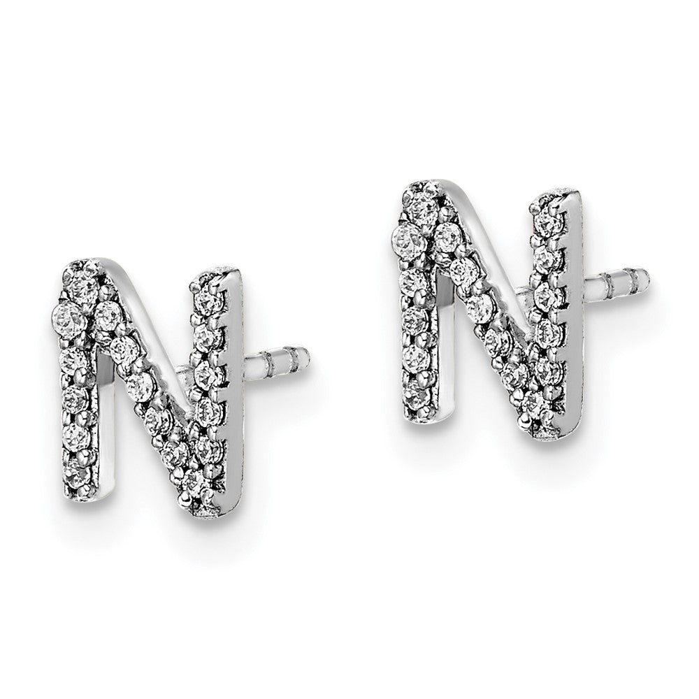 14k White Gold Diamond Initial N Earrings