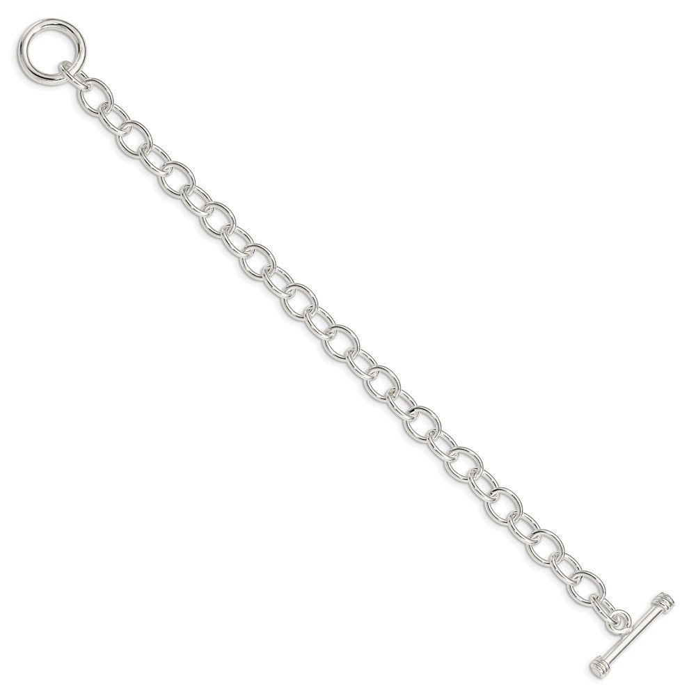 Sterling Silver Polished Fancy Link Toggle Bracelet 7.5 inches