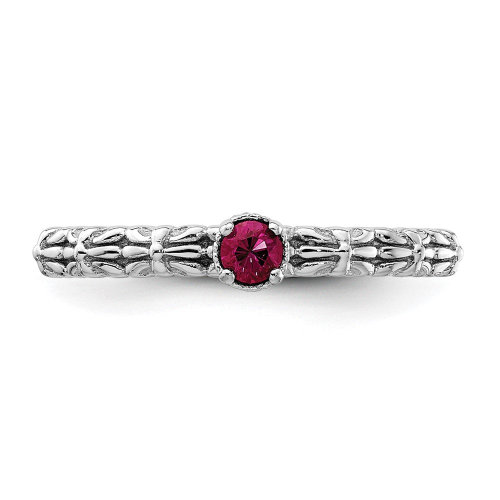 Sterling Silver Stackable Expressions Created Ruby Single Stone Ring Size -9