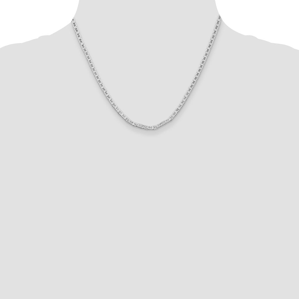 Sterling Silver Rhodium-plated 3mm Flat Anchor Chain 18 Inches
