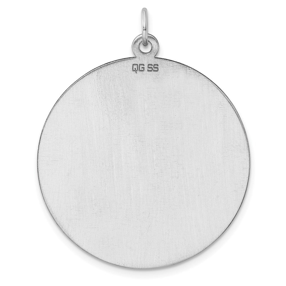 SS Rh-plt Engraveable Round Patterned Polished Front/Satin Back Disc