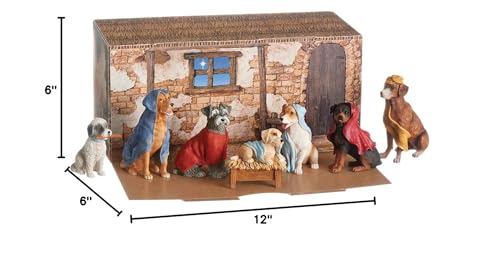 Canine Creche Dog Nativity Scene Decoration, 7 Piece Set