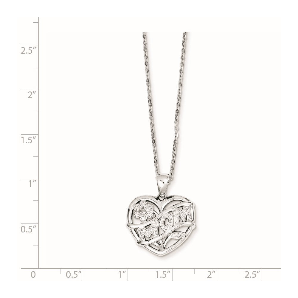 Sterling Silver Rhodium-plated MOM Necklace 18 Inches