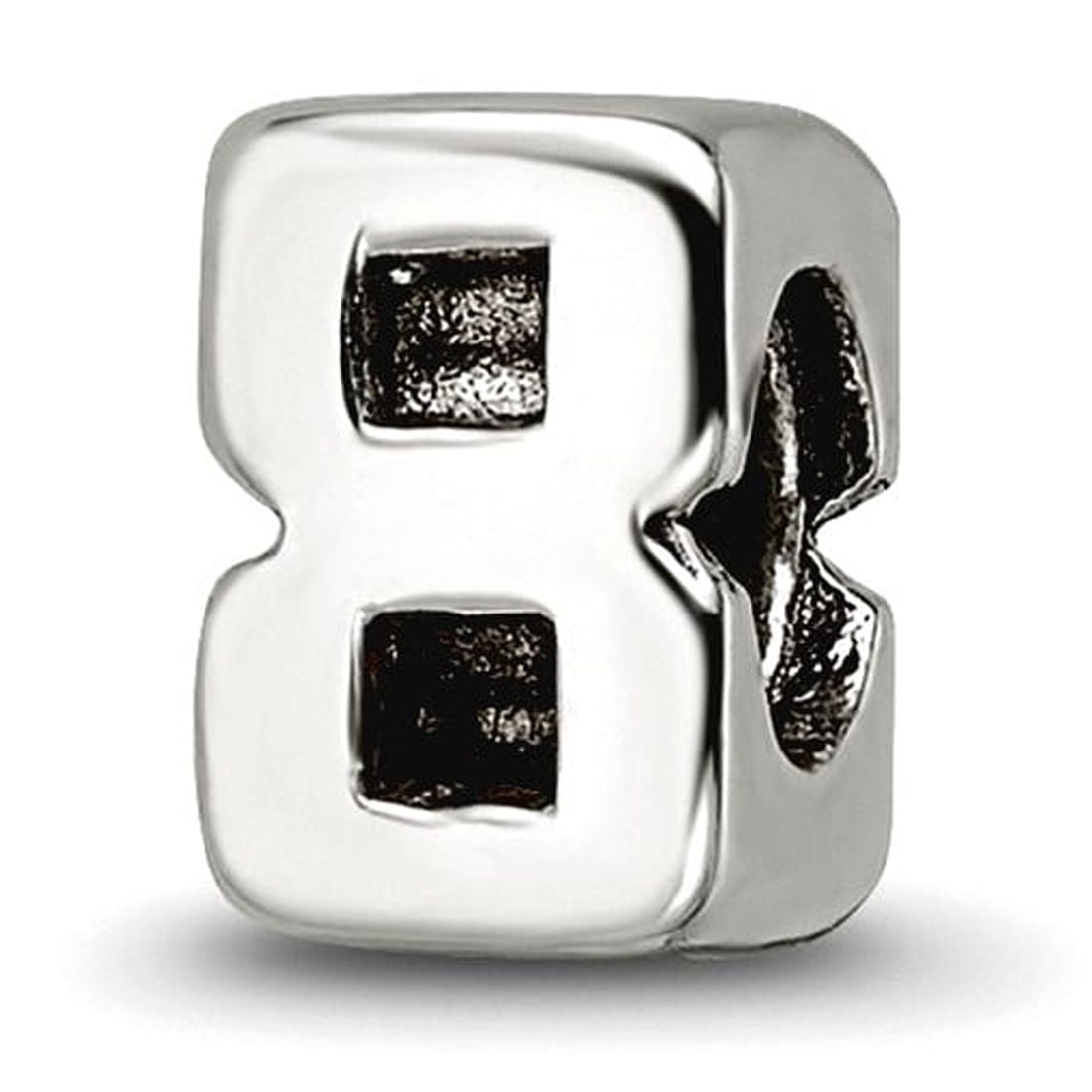925 Sterling Silver Polished Reflections Sport game Number 8 Bead Charm 6.36x5.45mm Wide Pendant Necklace for Women