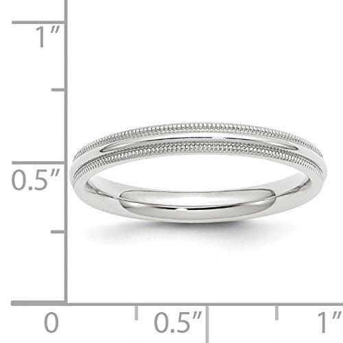 10k White Gold 3mm Milgrain Half Round Comfort Fit Wedding Band Size 4