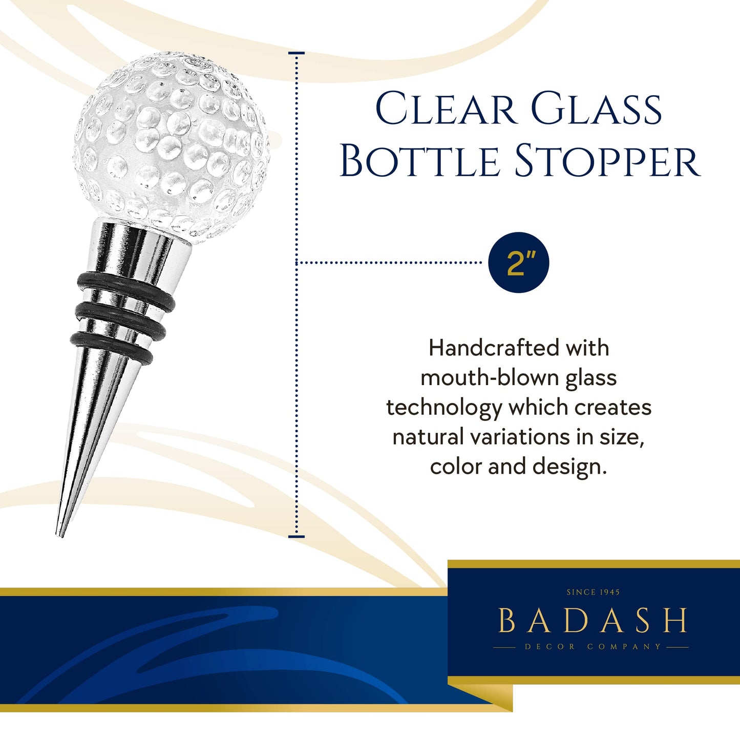 Badash Crystal Golf Ball Silver-tone Wine Stopper QGM6116