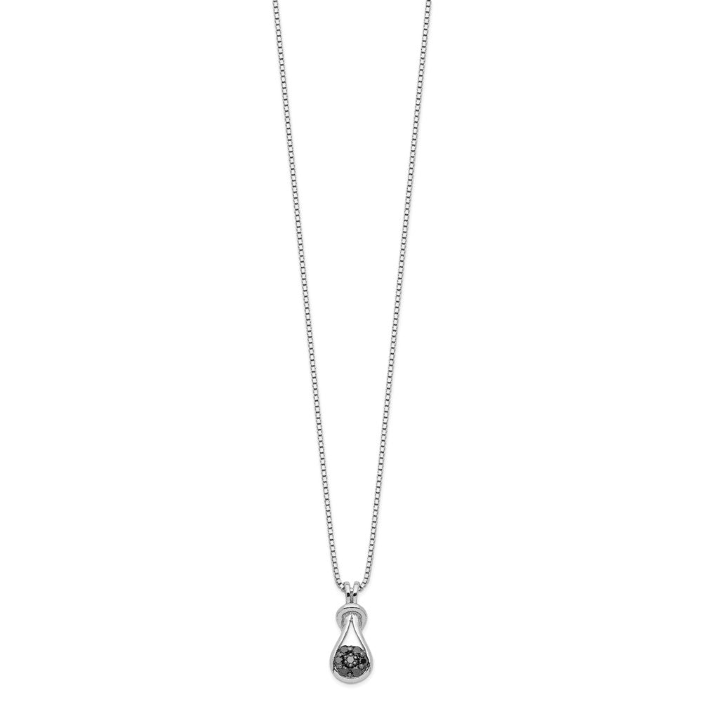 White Night Sterling Silver Rhodium-plated Black Diamond Love Knot 18 Inch Necklace with 2 Inch Extender 18 Inches