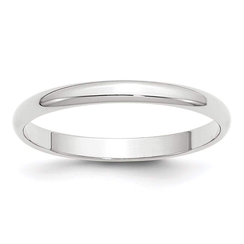 10k White Gold 2.5mm Lightweight Half Round Wedding Band Size 8.5 1WHRL025