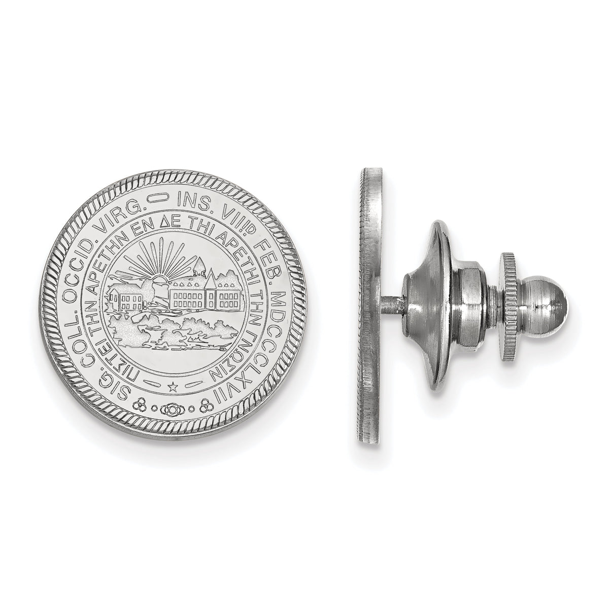 Sterling Silver Rhodium-plated LogoArt West Virginia University Crest Lapel Pin