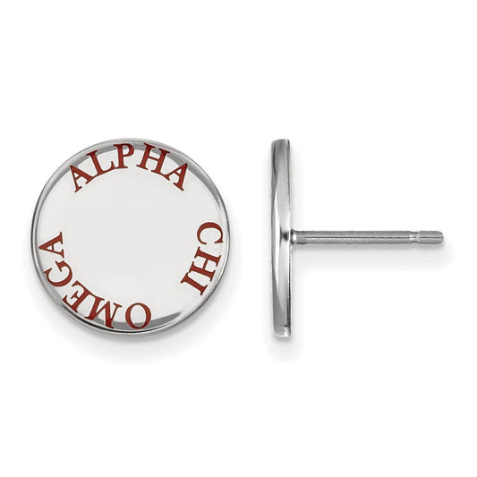 Sterling Silver Official Licensed Greek Sororities Alpha Chi Omega (???) Enameled Post Earrings