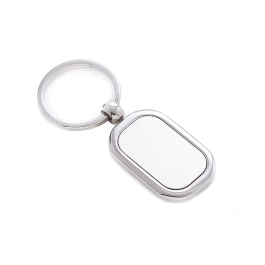 Bey-Berk International BB180 Shinny & Satin Silver Plated Rectangular Key Ring, Silver