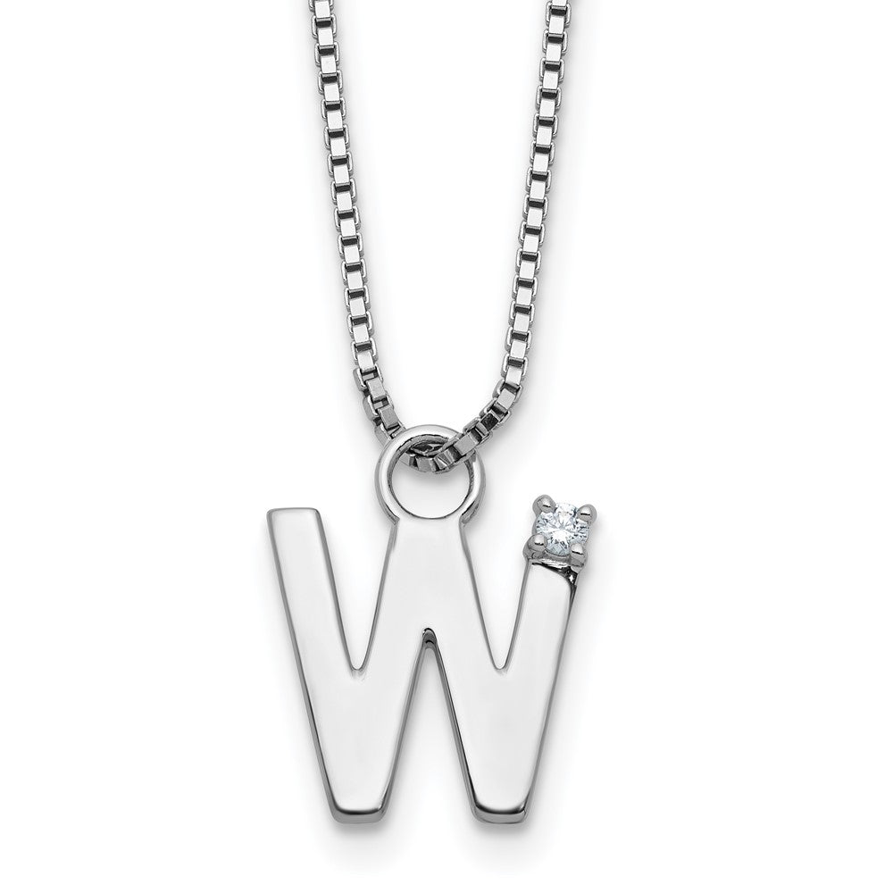 White Ice Sterling Silver Rhodium-plated 18 inch Diamond Letter W Initial Necklace plus 2 inch Extender 18 Inches