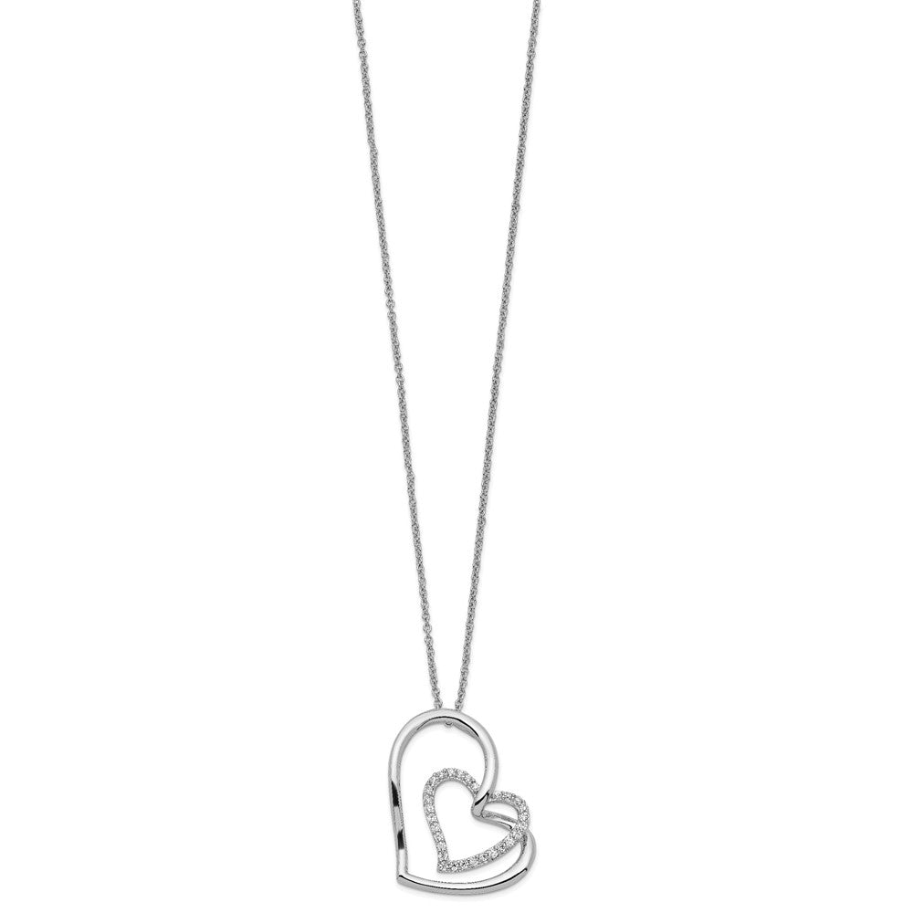 Sentimental Expressions Sterling Silver Rhodium-plated Antiqued CZ Thank You Grandma 18in Hearts Necklace 18 Inches