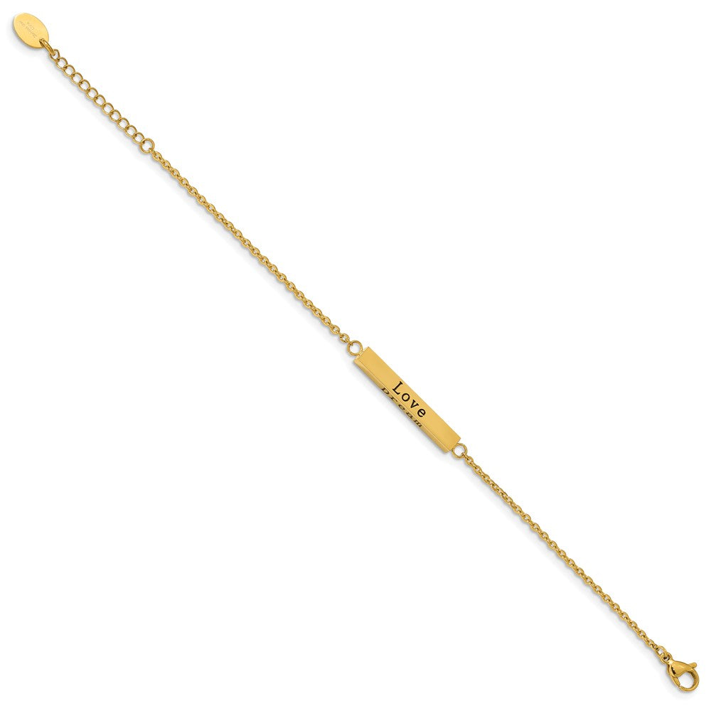 Stainless Steel Polished Yellow IP CZ Enjoy the little w/1.5in ext Bracelet 7 inches