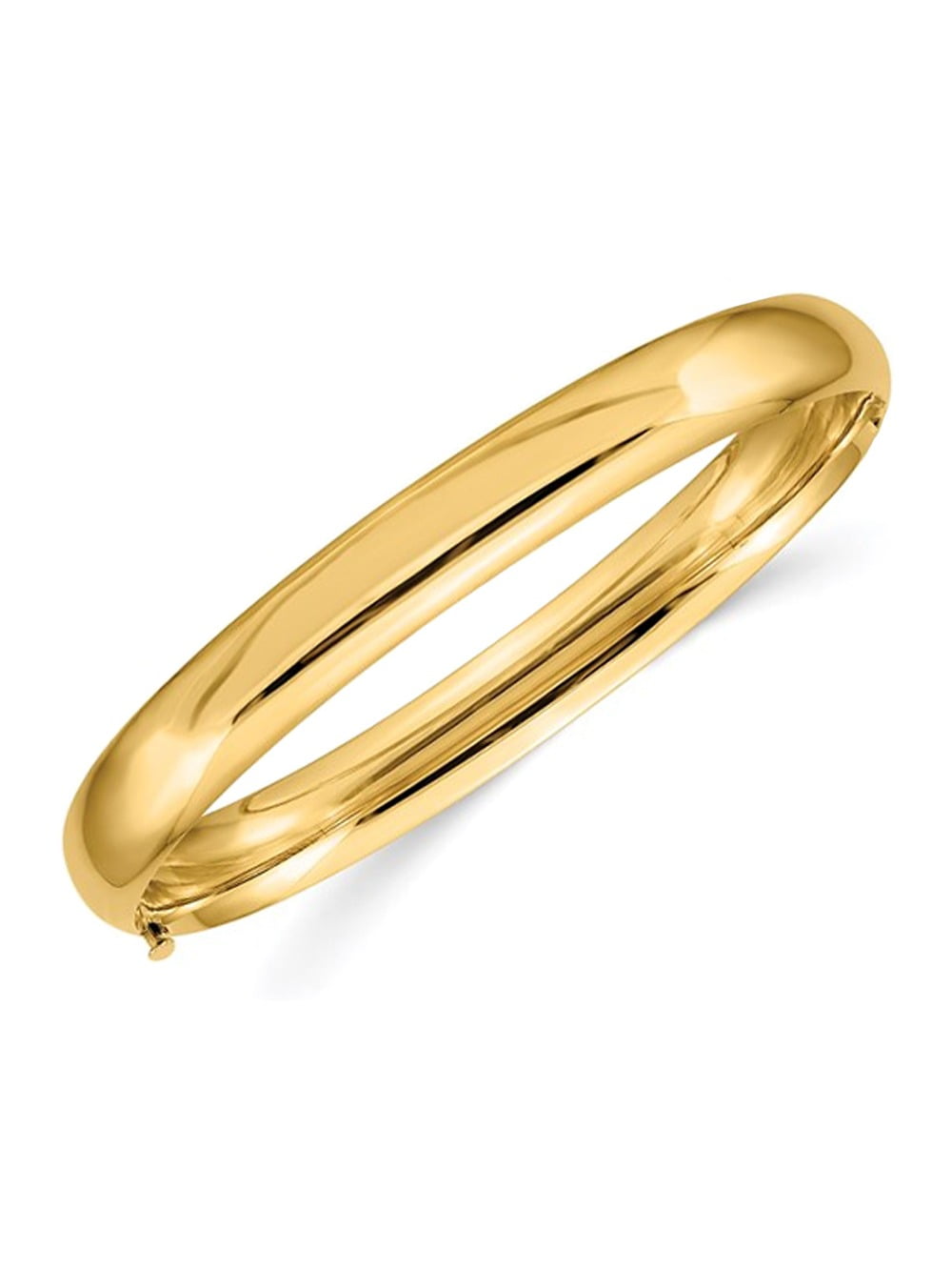 14k 5/16 High Polished 8.00mm Hinged Oval Bangle Bracelet