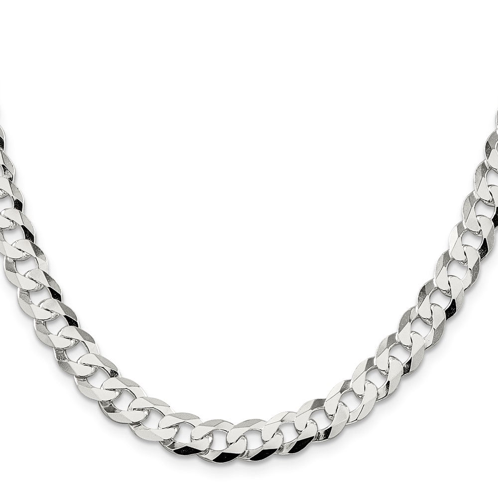 Sterling Silver 8.5mm Flat Curb Chain 18 Inches