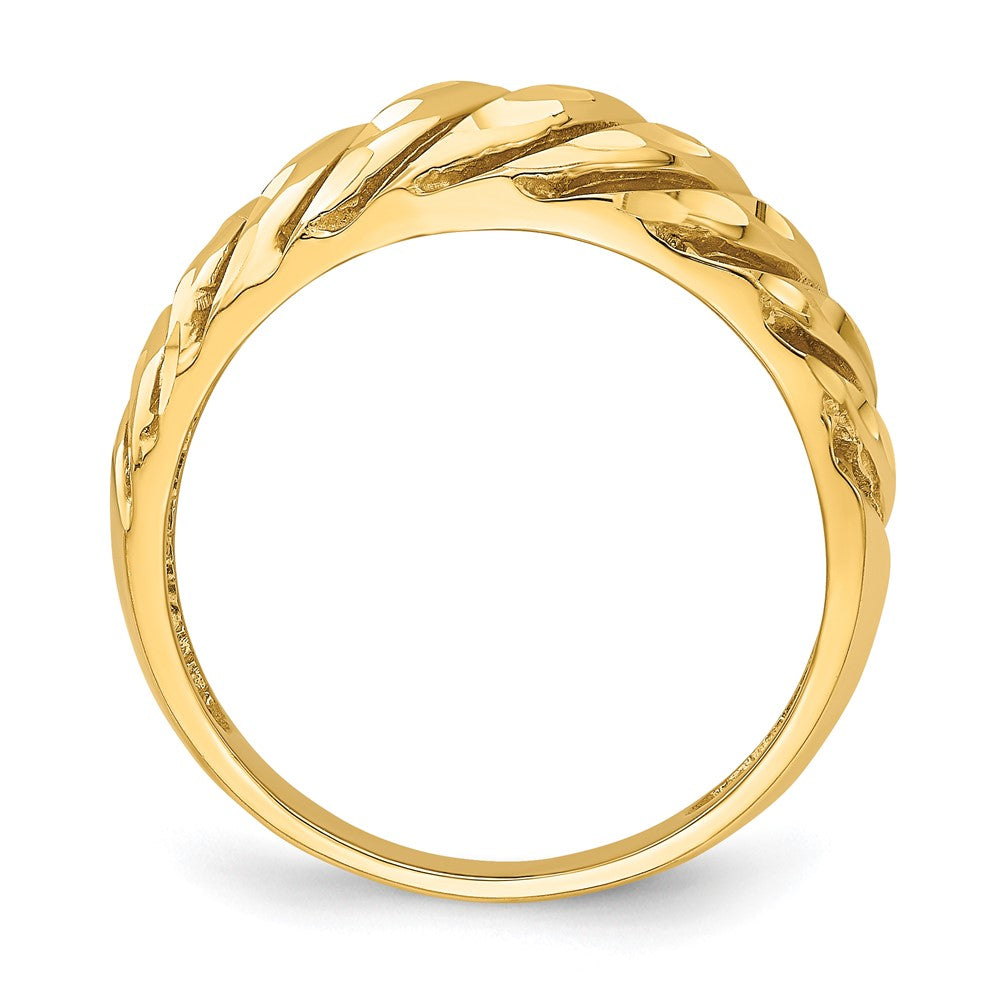 14K Open Slash Diamond-cut Dome Ring Size 7
