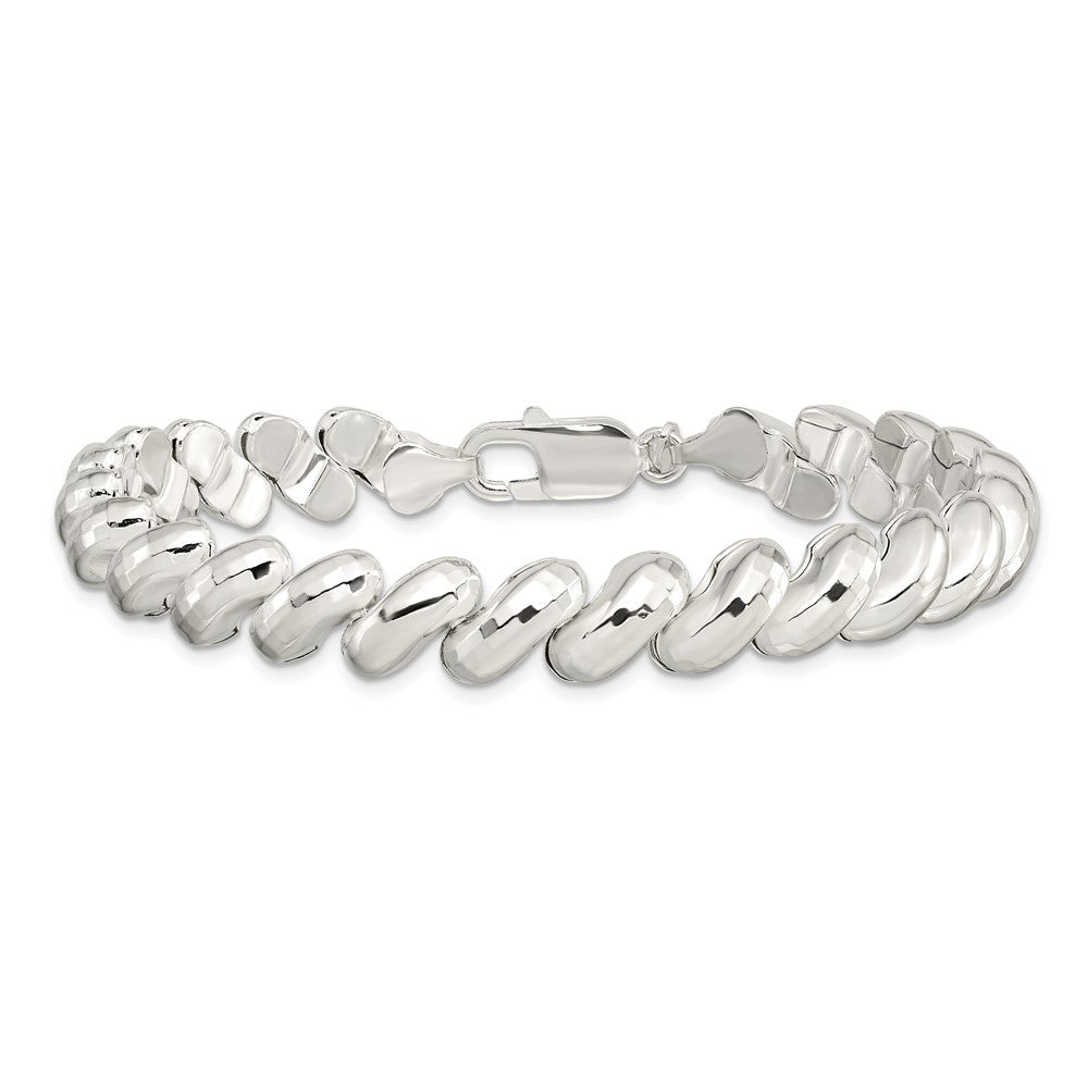Sterling Silver Fancy Diamond-cut San Marco Bracelet 7.5 inches