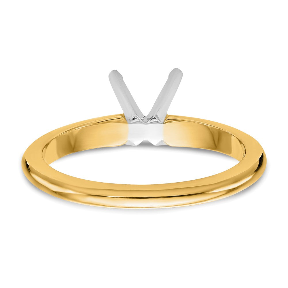 14k Two-Tone 1/3 carat Heavy-Weight Half-Round 4-Prong Round Solitaire Ring Mounting