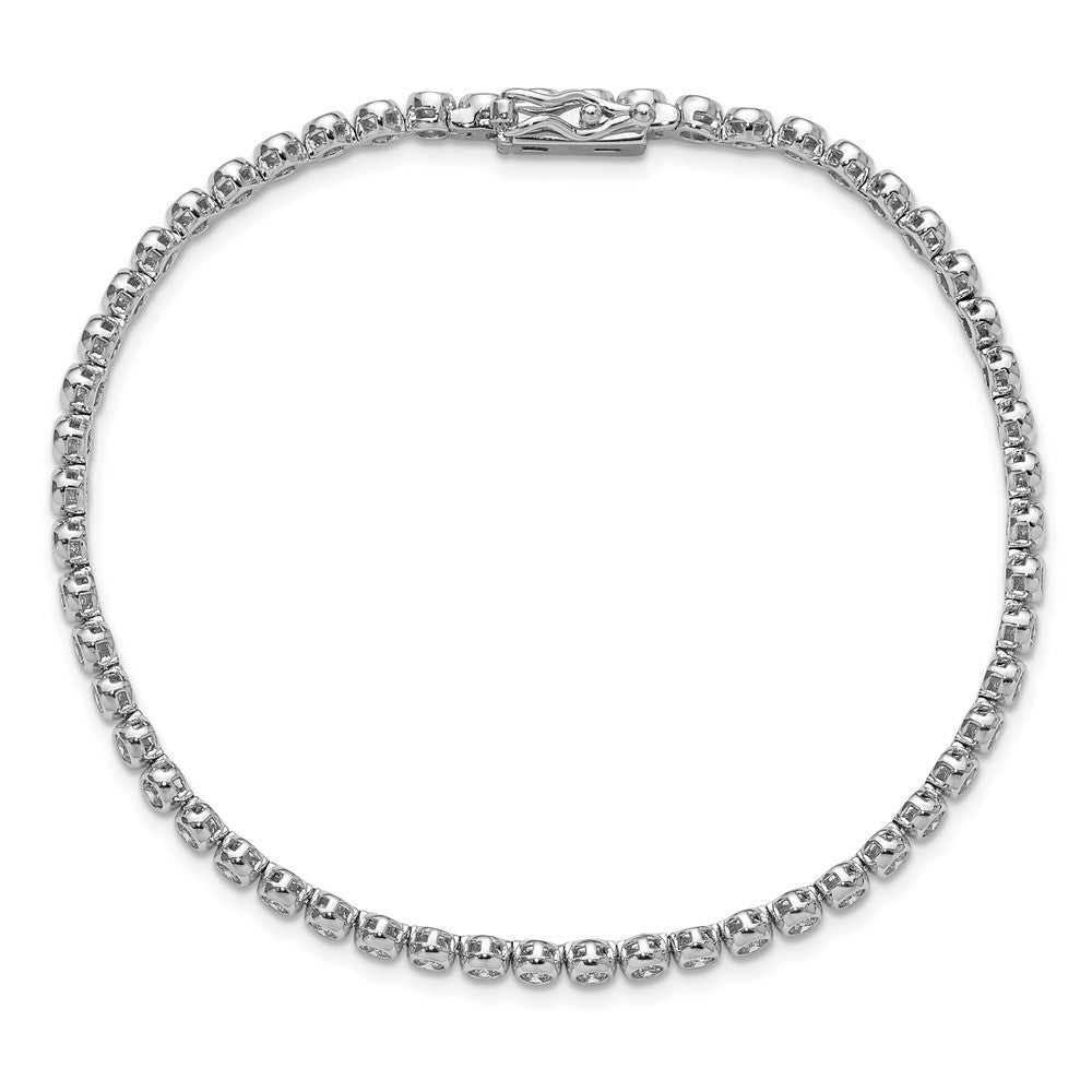 Sterling Shimmer Sterling Silver Rhodium-plated Bezel Set 2.5mm CZ 55 Stone 8 inch Bracelet 8 inches
