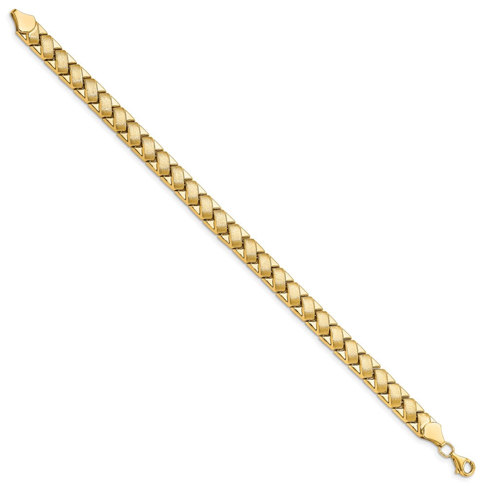 10K Polished and Brushed Fancy Link Bracelet 7.5  inches