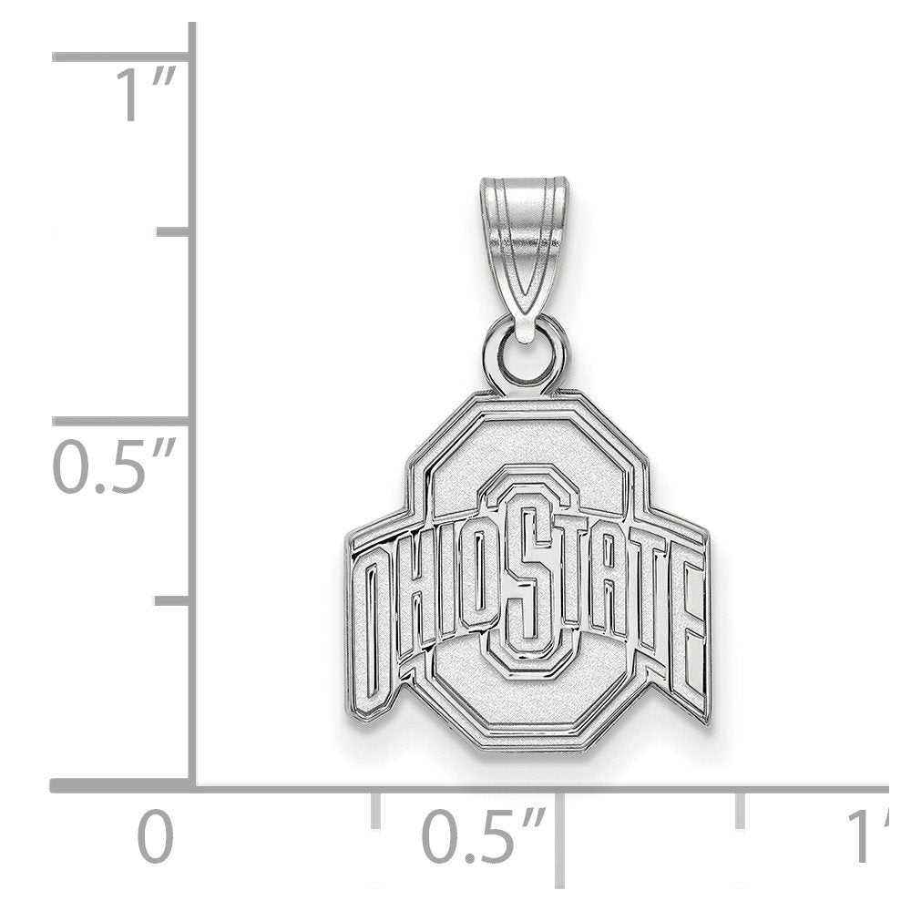 Sterling Silver Rhodium-plated LogoArt The Ohio State University Small Pendant Q-SS002OSU