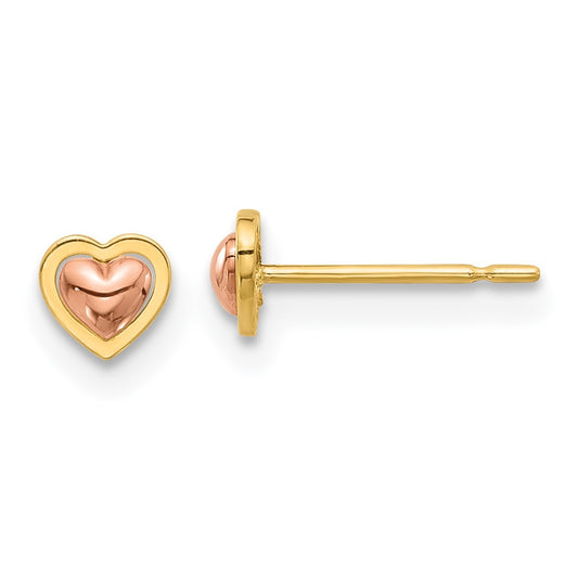 14K Madi K Two-Tone Polished Heart Post Earrings