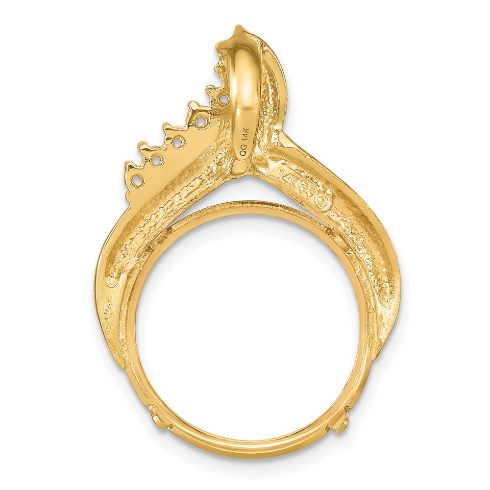 Wideband Distinguished Coin Jewelry 14k Polished Diamond Teardrop 17.8mm Prong Coin Bezel Chain Slide Pendant Mounting