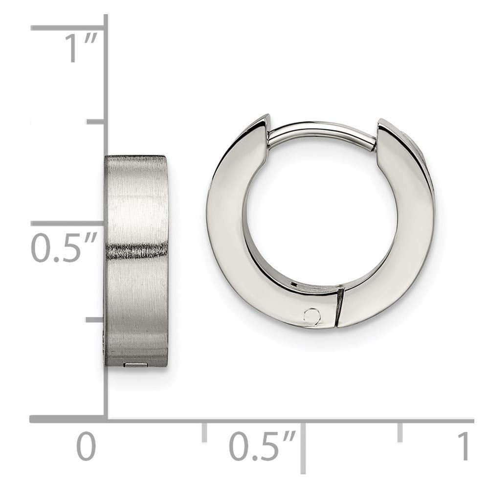 Stainless Steel Brushed and Polished Round 4mm Hinged Hoop Earrings