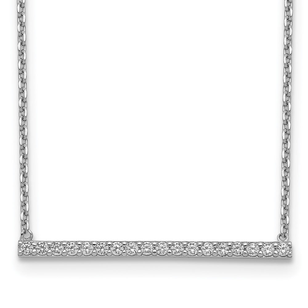Sterling Shimmer Sterling Silver Rhodium-plated 16.25 inch 19 Stone CZ Bar Adjustable to 18 Choker Necklace 25 Inches
