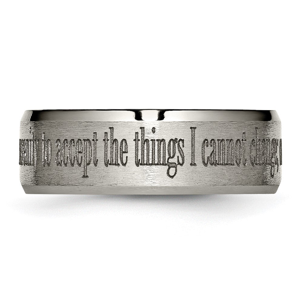 Titanium Brushed & Polished Serenity Laser Design 8mm Beveled Band Size - 12