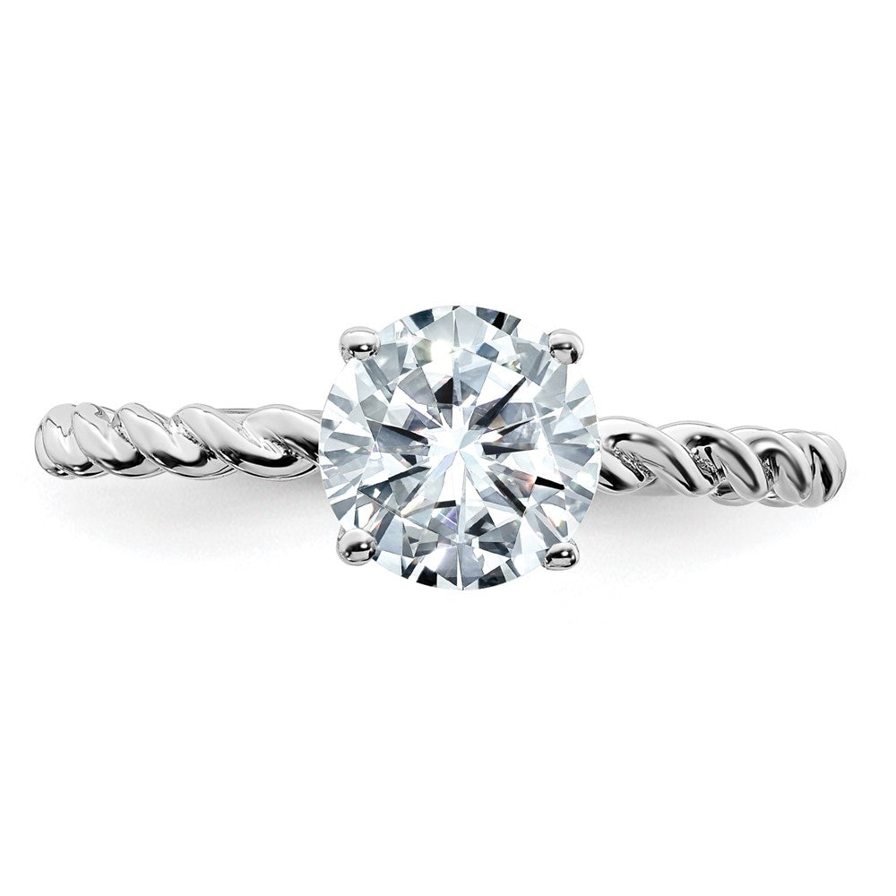 Sterling Silver Round Twisted Band CZ Engagement Ring