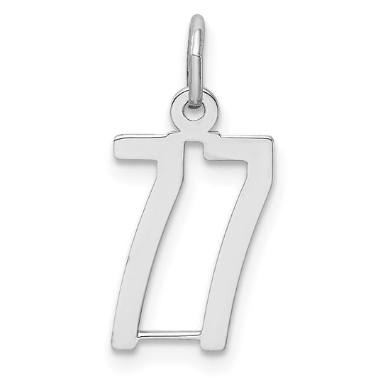 Sterling Silver/Rhodium-plated Elongated Number 77 Charm