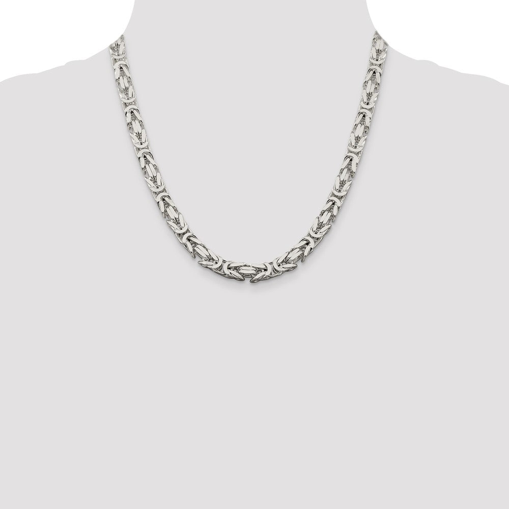 Sterling Silver 7.5mm Byzantine Chain 20 Inches