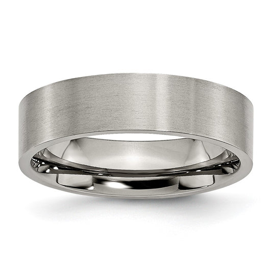 Titanium Polished 6mm Flat Band Size - 9
